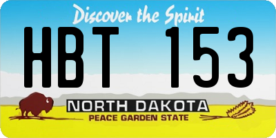 ND license plate HBT153