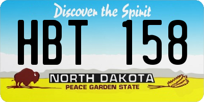 ND license plate HBT158