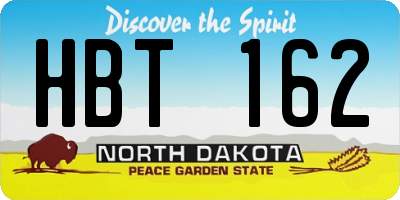 ND license plate HBT162