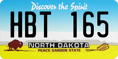 ND license plate HBT165