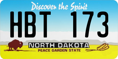 ND license plate HBT173