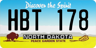 ND license plate HBT178