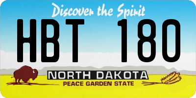 ND license plate HBT180