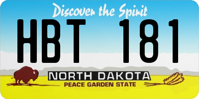 ND license plate HBT181