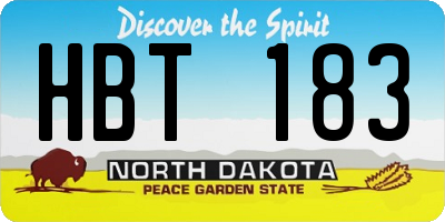 ND license plate HBT183