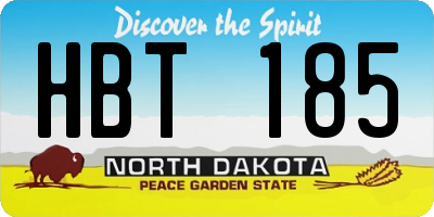 ND license plate HBT185