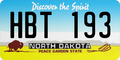 ND license plate HBT193