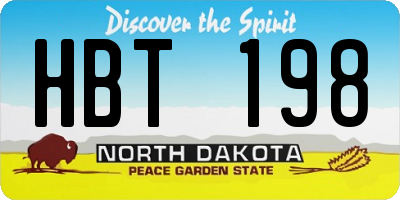 ND license plate HBT198
