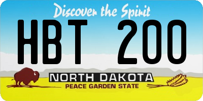 ND license plate HBT200