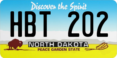 ND license plate HBT202
