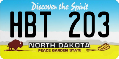 ND license plate HBT203