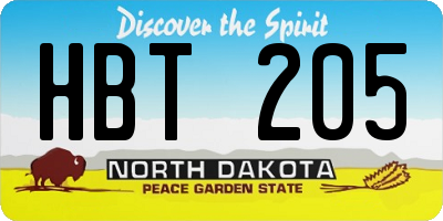 ND license plate HBT205