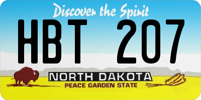 ND license plate HBT207