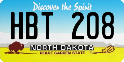 ND license plate HBT208