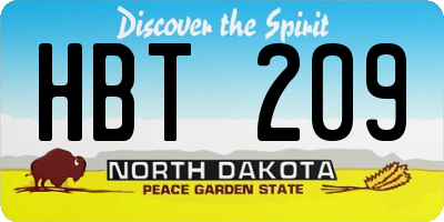 ND license plate HBT209
