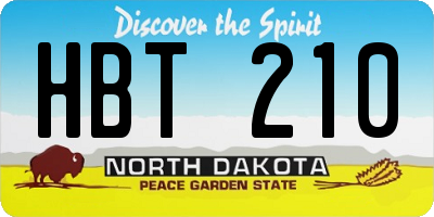 ND license plate HBT210