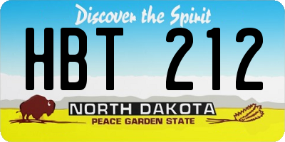 ND license plate HBT212