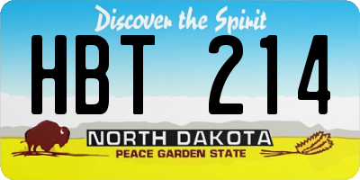 ND license plate HBT214