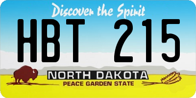 ND license plate HBT215