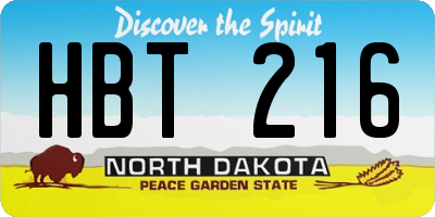 ND license plate HBT216