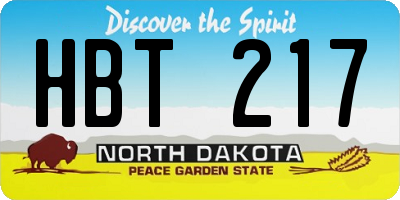 ND license plate HBT217