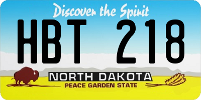 ND license plate HBT218