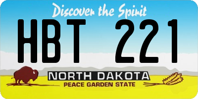 ND license plate HBT221
