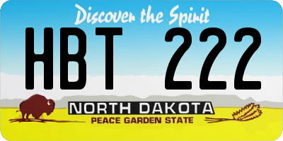ND license plate HBT222