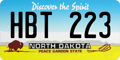 ND license plate HBT223