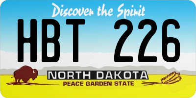 ND license plate HBT226