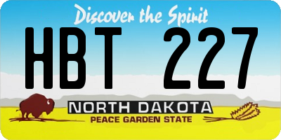 ND license plate HBT227