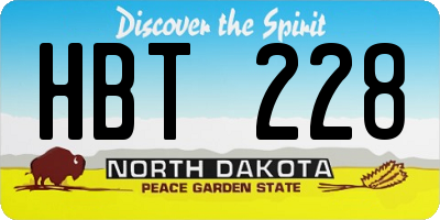 ND license plate HBT228