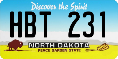 ND license plate HBT231