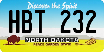 ND license plate HBT232