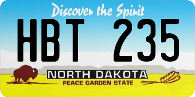 ND license plate HBT235