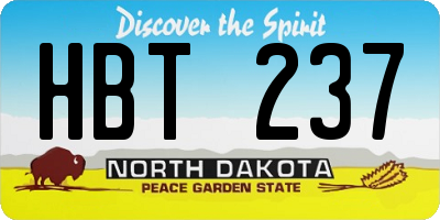 ND license plate HBT237