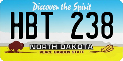 ND license plate HBT238