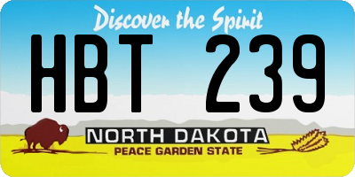 ND license plate HBT239