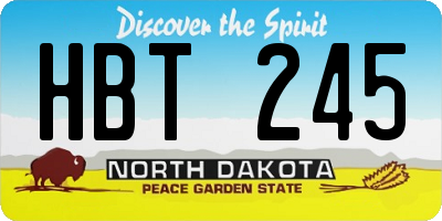 ND license plate HBT245