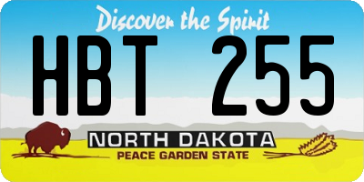 ND license plate HBT255