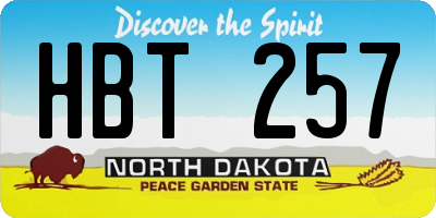 ND license plate HBT257