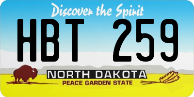 ND license plate HBT259