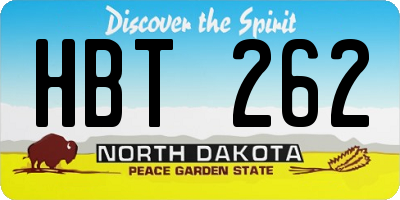 ND license plate HBT262