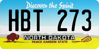 ND license plate HBT273