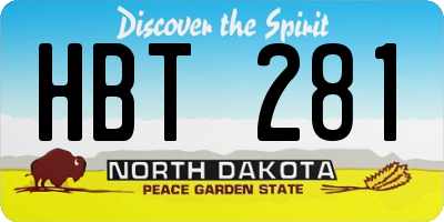ND license plate HBT281