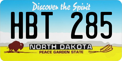 ND license plate HBT285