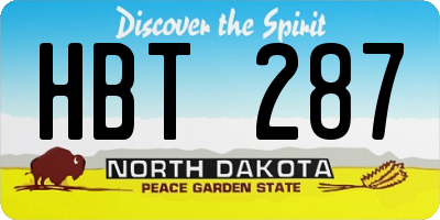 ND license plate HBT287