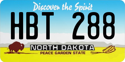 ND license plate HBT288