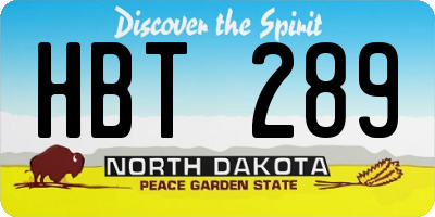 ND license plate HBT289