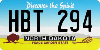 ND license plate HBT294